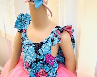 My african princess “ADA” dress / african princess dress / made to order / flower girl Dress made/ tulle party dress pink