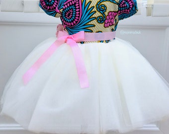 Tulle tutu dress / My african princess the “Deni” dress / couture dress  / made to order / flower girl ivory Dress / african princess dress