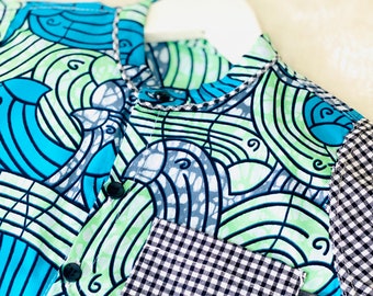 Ankara et Gingham chemise / chemise à imprimé africain pour les garçons / Chemise Fela par Mommadeuk 4-5 ans / 4T