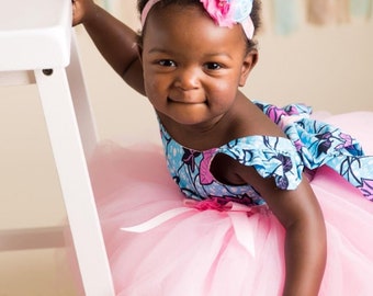 My african princess “ADA” dress / african princess dress / made to order / flower girl Dress made/ tulle party pink dress