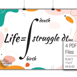 Life Integral, Math Poster, Fun, Fractions, Printable Poster, Maths, Education image 1