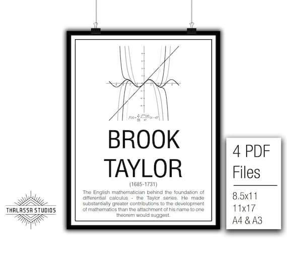 Taylor Math Portrait Brook Taylor Math Poster Printable Poster Maths Education | Etsy