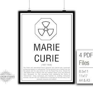 Marie Curie, Science Poster,  Printable Poster, Science, Education, Scientist