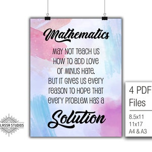 Math Poster, Quote, Solution, Printable Poster, Maths, Education