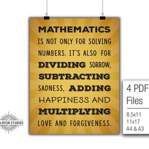 Math Poster, Quote, Printable Poster, Maths, Education