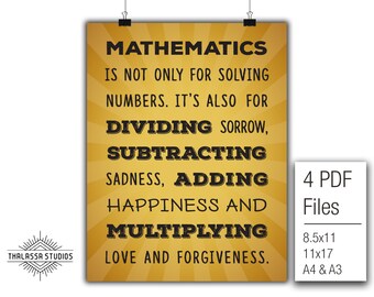 Mathe Poster, Zitat, druckbares Poster, Mathe, Bildung