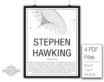 Stephen Hawking, wetenschapsposter, afdrukbare poster, wetenschap, onderwijs, wetenschapper