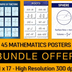 Oferta de paquete de 45 carteles de álgebra y geometría