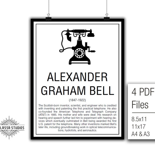 Alexander Graham Bell, Science Poster,  Printable Poster, Science, Education, Scientist