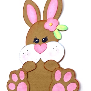 Bunny Cutie Brown Diecut, Easter Paper, Layered Die cut, Premade Paper Piecing, Scrapbook Embellishment Layout Card, Scrappin Heaven, D18