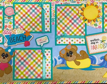 Beach Day Summer Girl 1, 2 Premade Scrapbook Pages Layout Paper Piecing ...