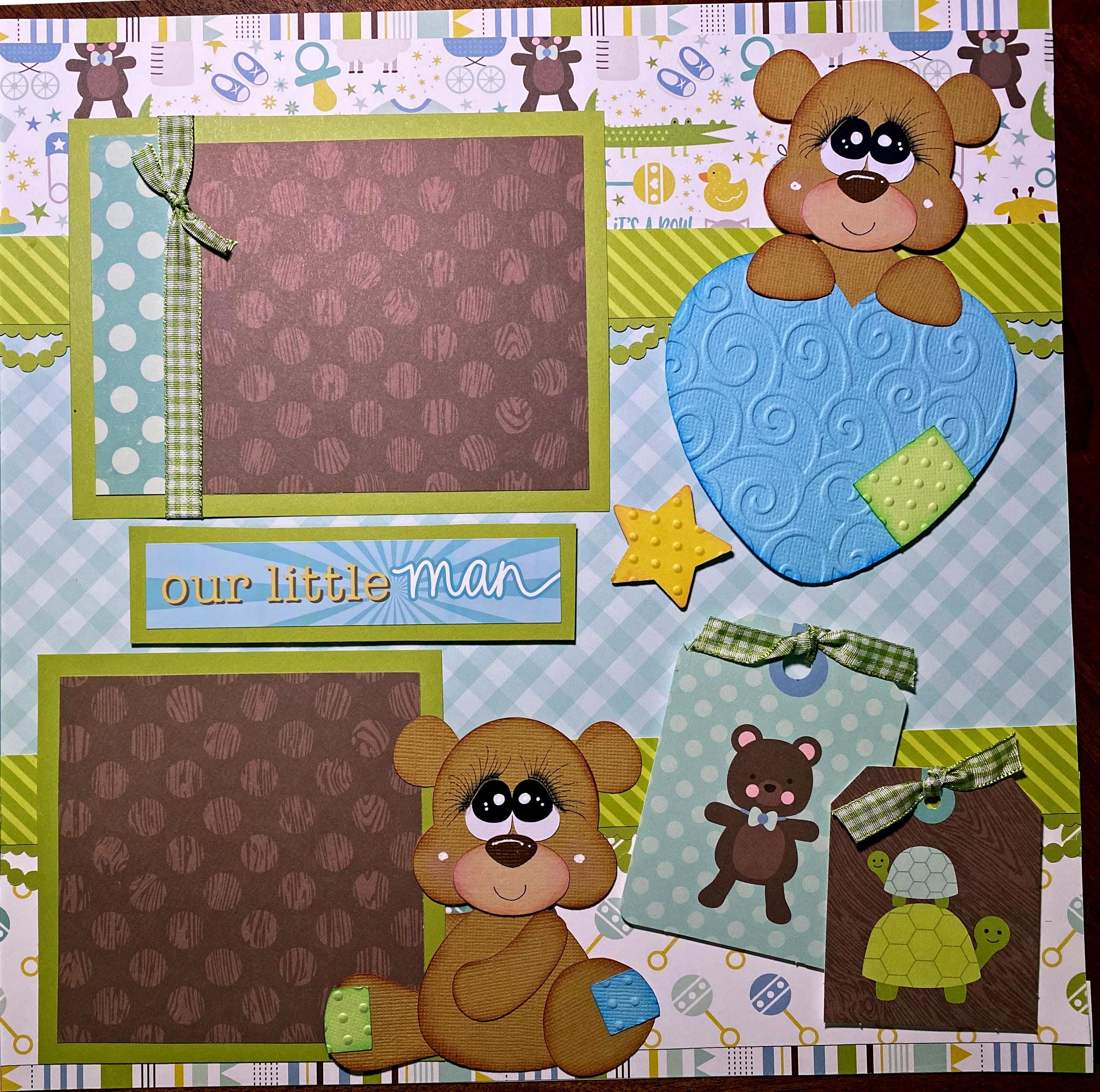 Scrapbook Layout, Baby Boy Die Cuts Embellishment Bear Die Cuts ~JUST ...