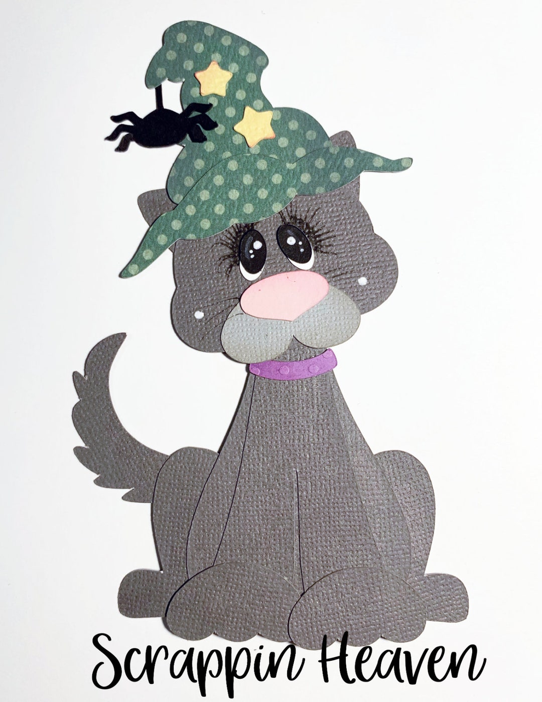 Cat With Hat Die Cut, Halloween Die Cut, Layered Die Cut, Premade Paper ...