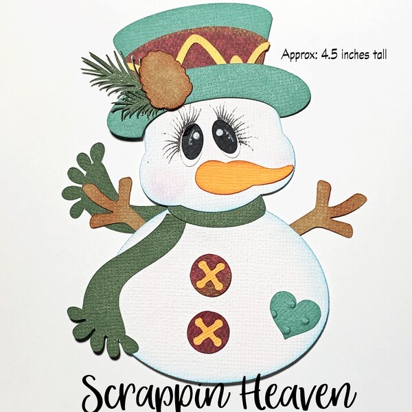 Country Snowman Die cut, Winter Die Cut, Layered Die cut, Premade Paper Piecing, Scrapbook Embellishment Layout, Album, Scrappin Heaven, A40