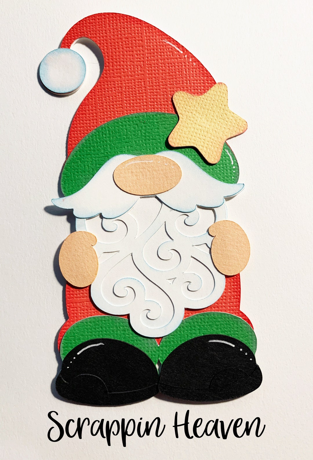 Gnome Die Cut, Christmas Die Cut, Layered Die Cut, Premade Paper