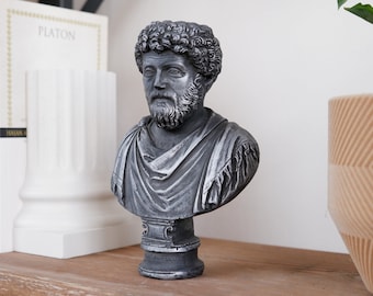 MARCUS AURELIUS STATUE, Philosopher Roman Emperor , Handmade Marble Powder,