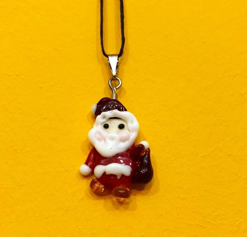 Glass Necklace Santa Claus