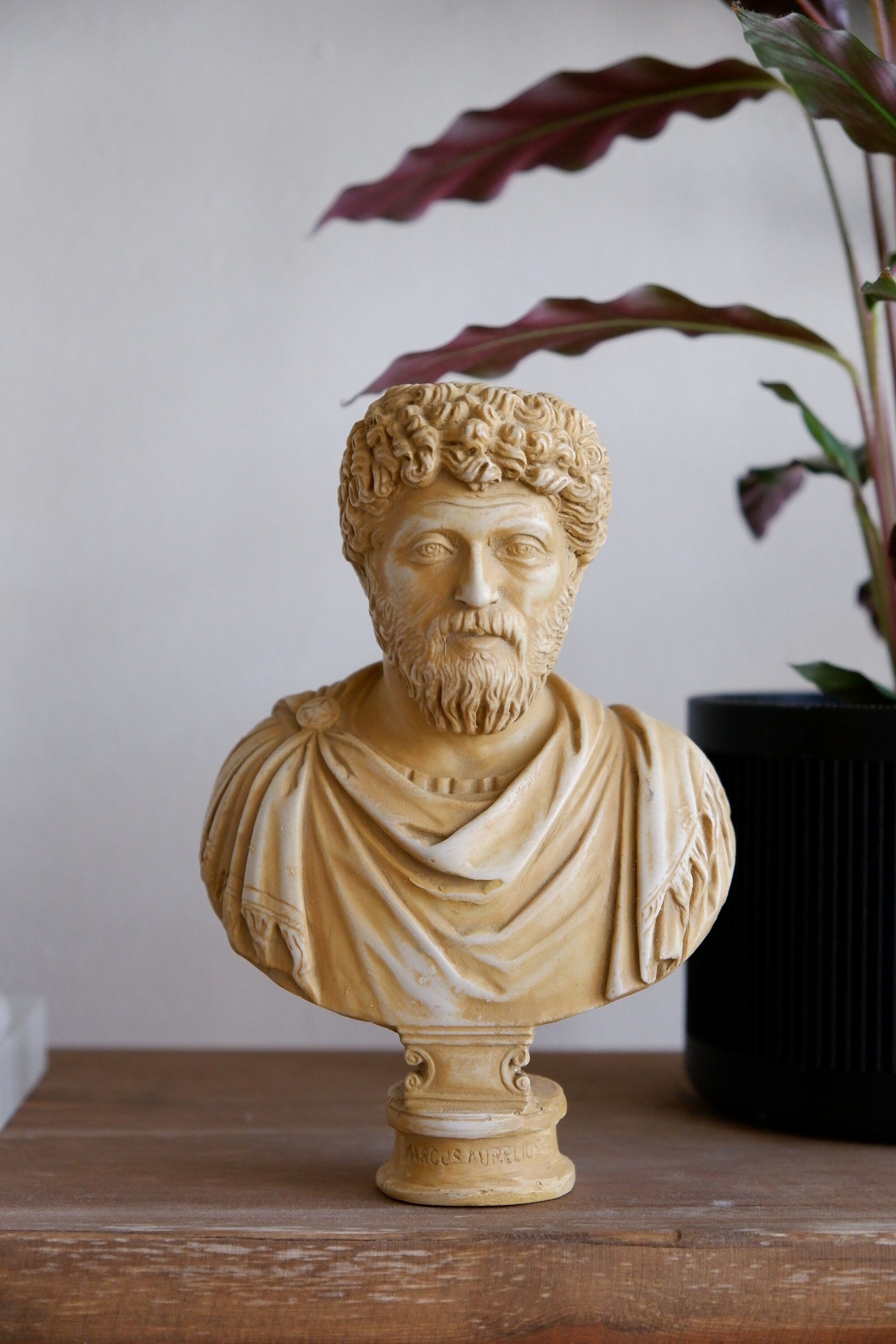 Marcus Aurelius Statue, Philosopher Roman Emperor, Handmade Marble Powder