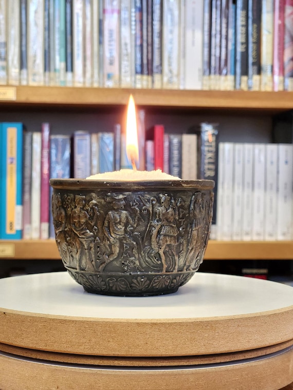 OLYMPOS PANTHEON, candle holder bowl with 12 Greek Olympian Gods, marble powder, 100% handmade, Succulent Pot