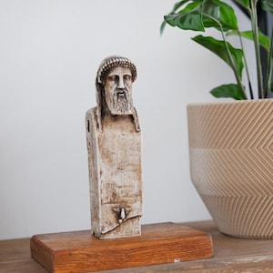 Hermes Column, Hermes Statue, Handmade and Hand-Painted Bust of Hermes