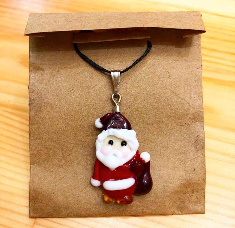 Glass Necklace Santa Claus