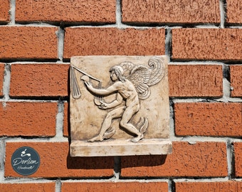 Dios Kairos Caerus Relieve Mármol Polvo Reproducciones Arqueológicas Hechas a Mano Pintadas Mitología Griega Decoración y Regalo Relieves Griegos