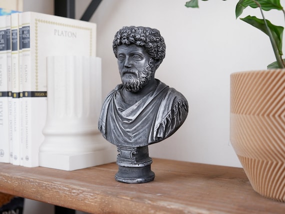 MARCUS AURELIUS STATUE, Philosopher Roman Emperor , Handmade Marble Powder,