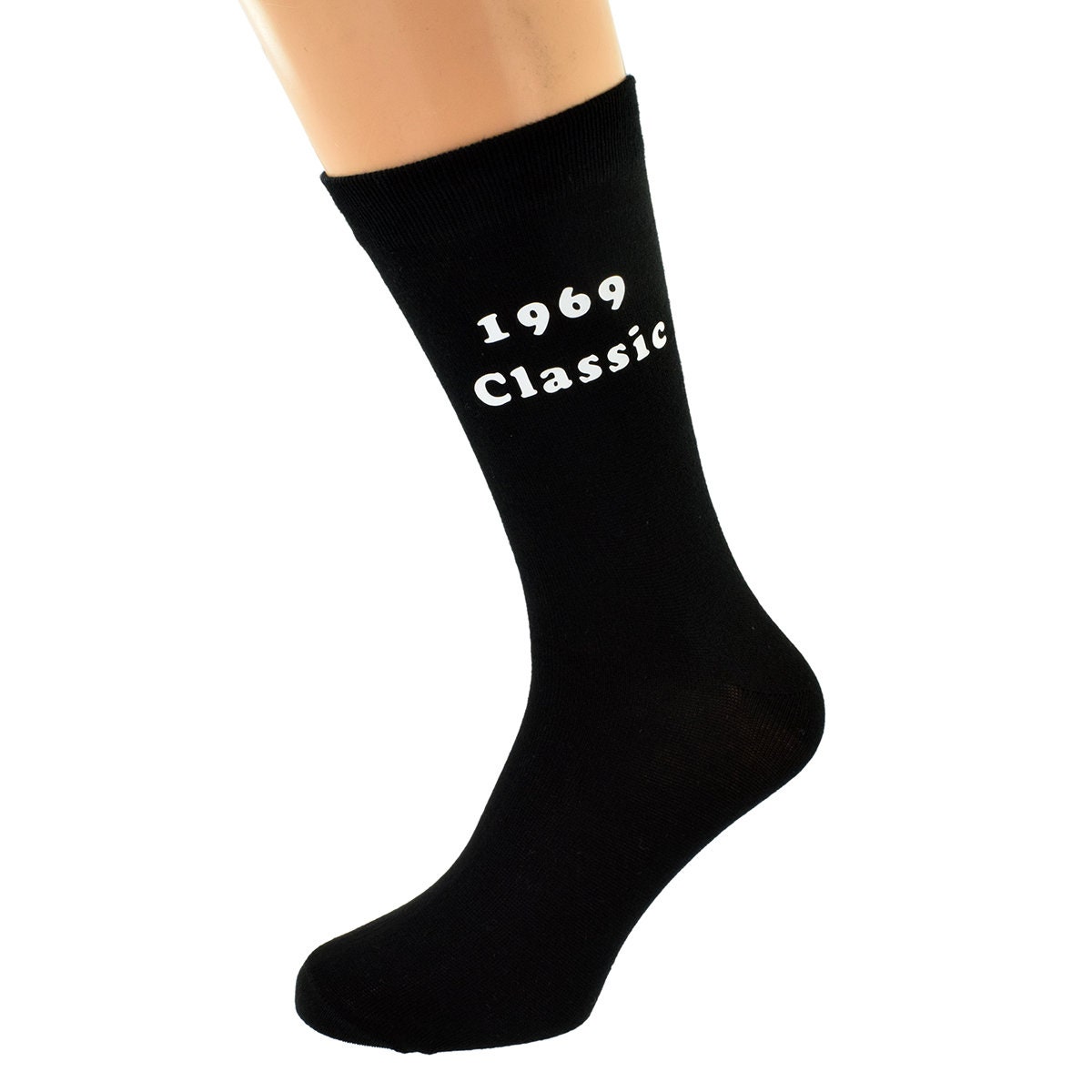 Image of 1969 Classic in White On Mens Black Socks Great 50Th Birthday Gift