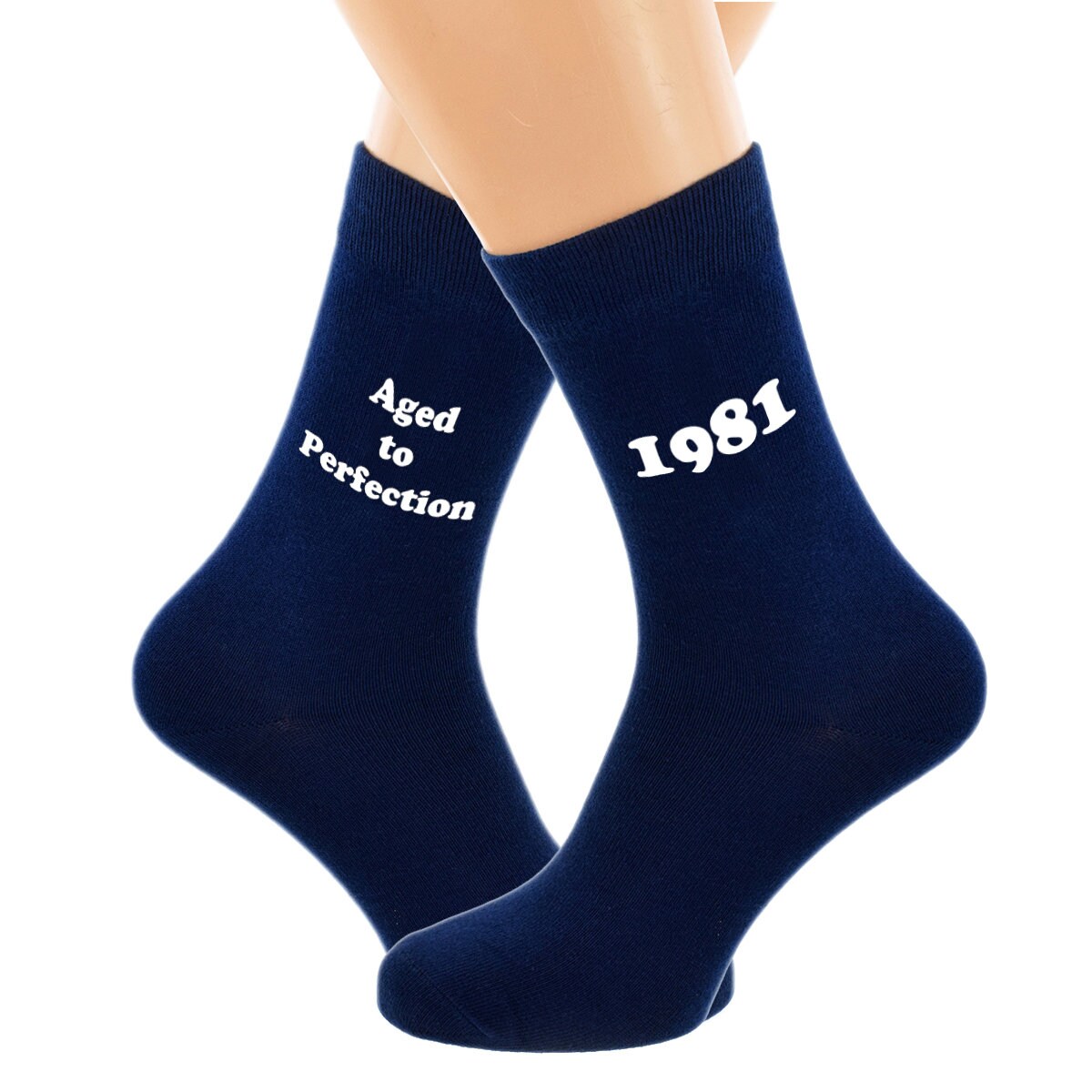 Image of Aged To Perfection 1981 Mens Navy Blue Socks Great 40Th Birthday Gift For 2021