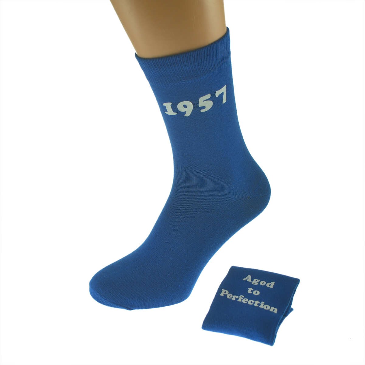 Image of Aged To Perfection 1957 Mens Blue Socks Great 60Th Birthday Gift