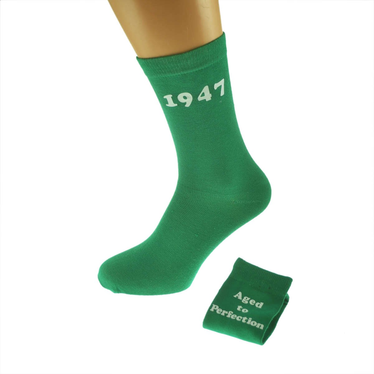 Image of Aged To Perfection 1947 Mens Green Socks Great 70Th Birthday Gift