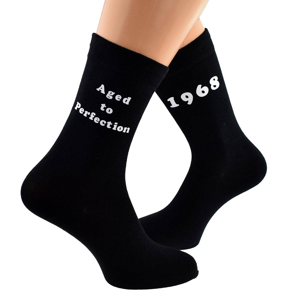 Image of Aged To Perfection 1968 Mens Black Socks Great 50Th Birthday Gift