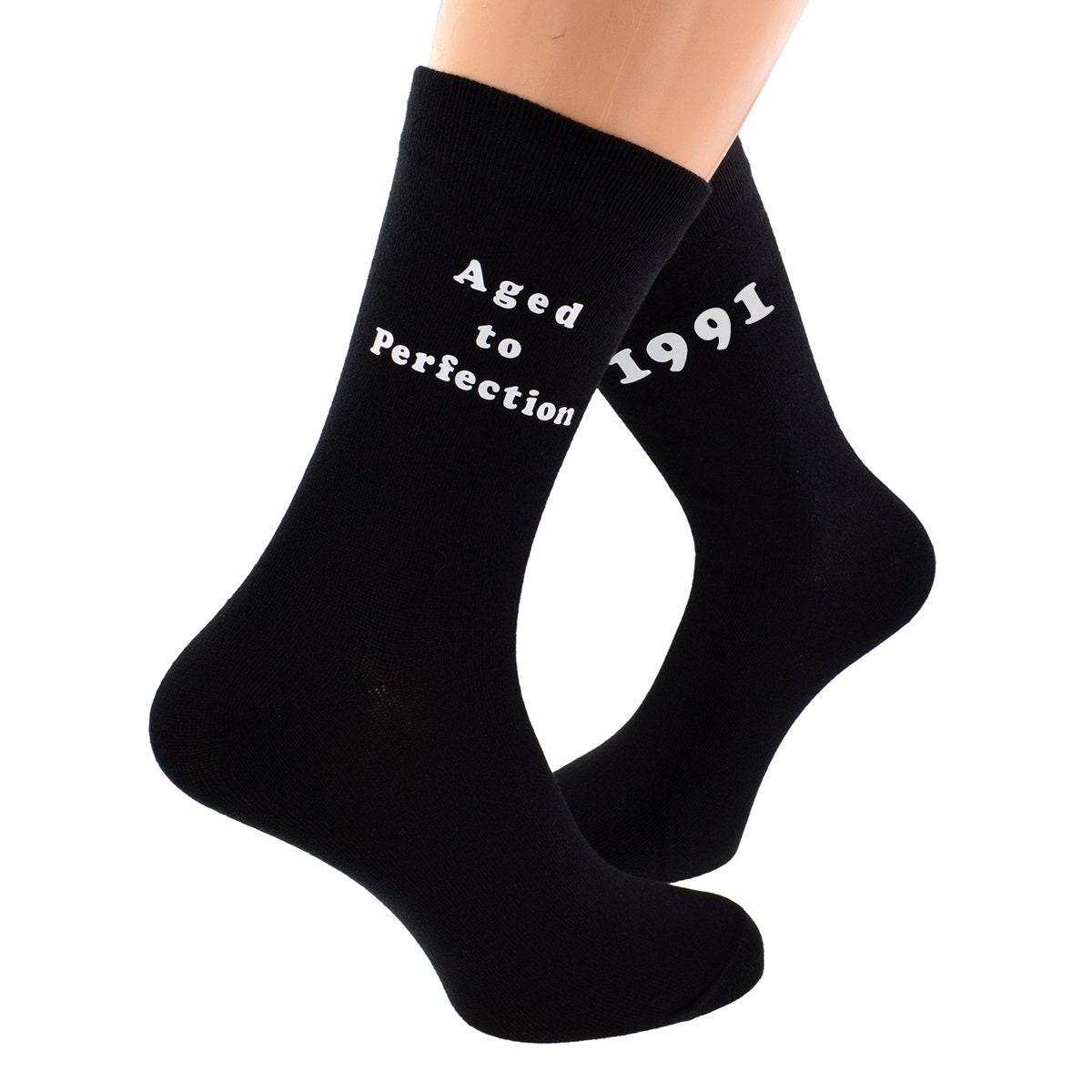 Image of Aged To Perfection 1991 Mens Black Socks Great 30Th Birthday Gift For 2021