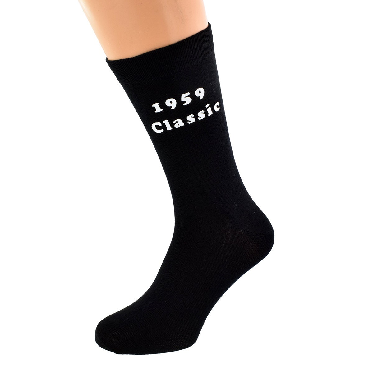 Image of 1959 Classic Printed in White On Mens Black Socks Great 60Th Birthday Gift