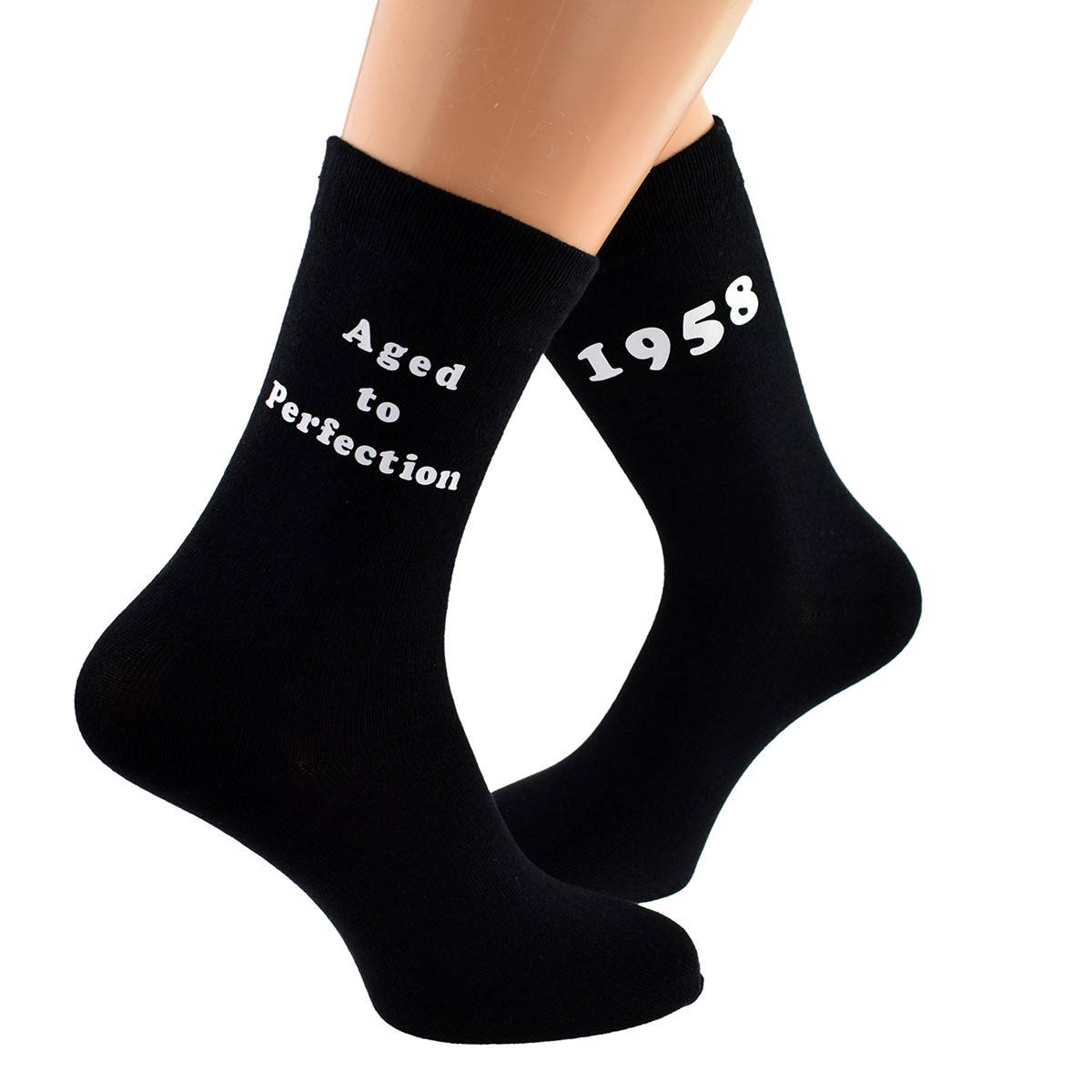 Image of Aged To Perfection 1958 Mens Black Socks Great 60Th Birthday Gift