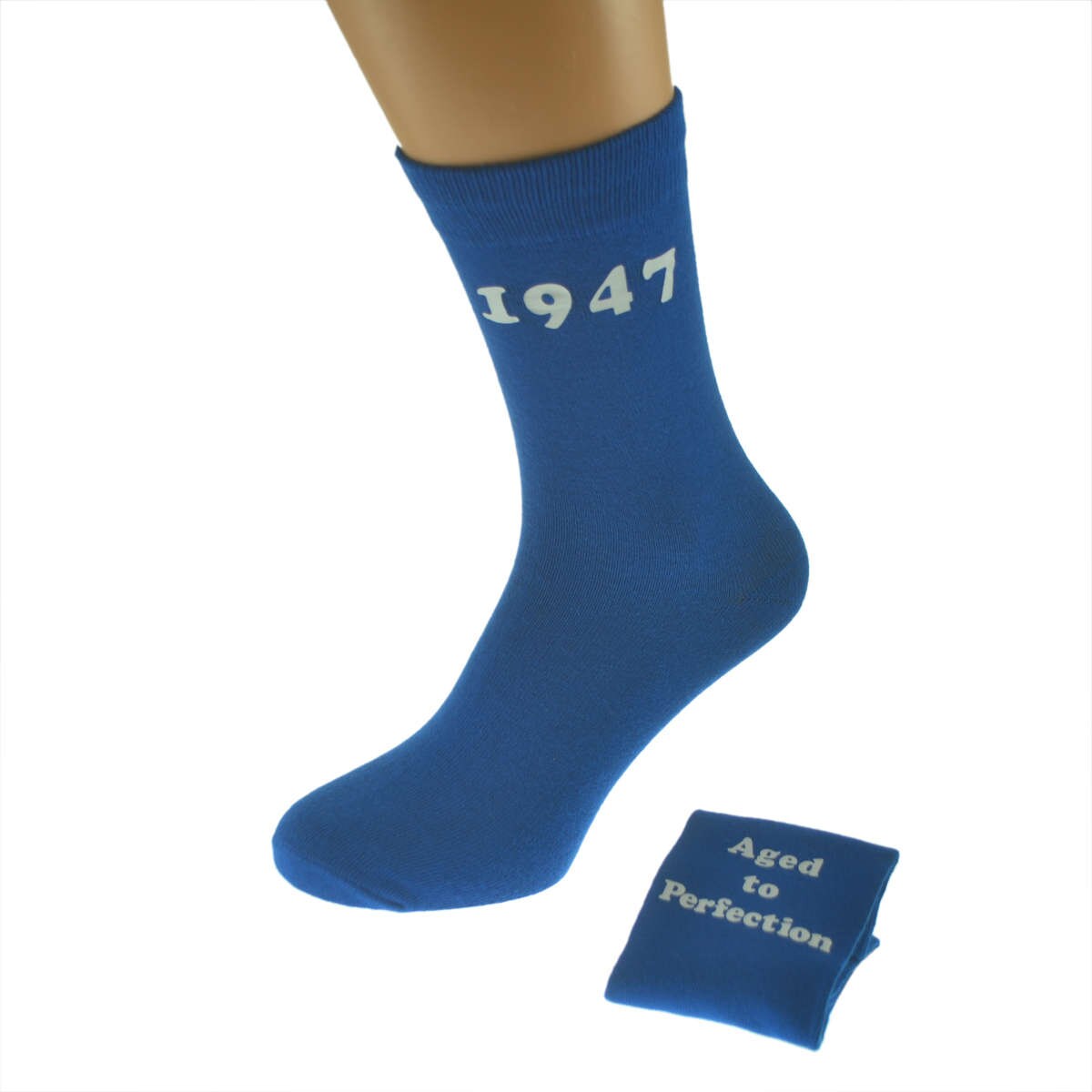 Image of Aged To Perfection 1947 Mens Blue Socks Great 70Th Birthday Gift