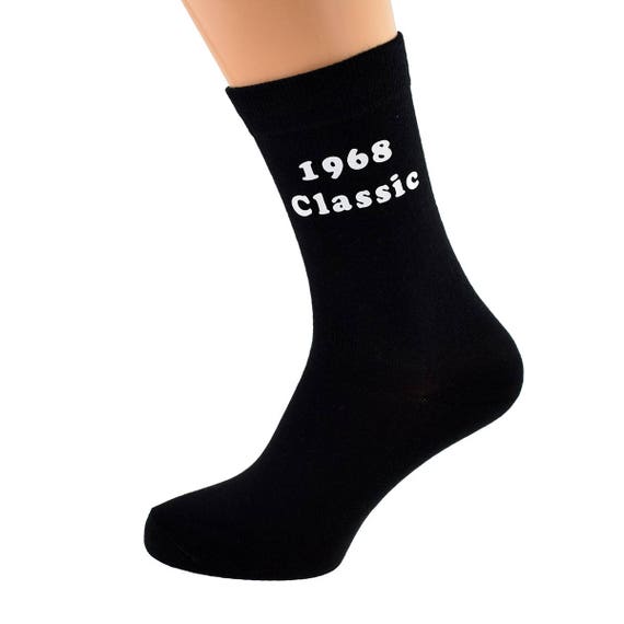 1968 Classic in White on Mens Black Socks Great Mens Birthday | Etsy