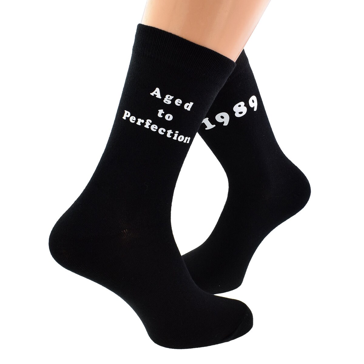 Image of Aged To Perfection 1989 Mens Black Socks Great 30Th Birthday Gift