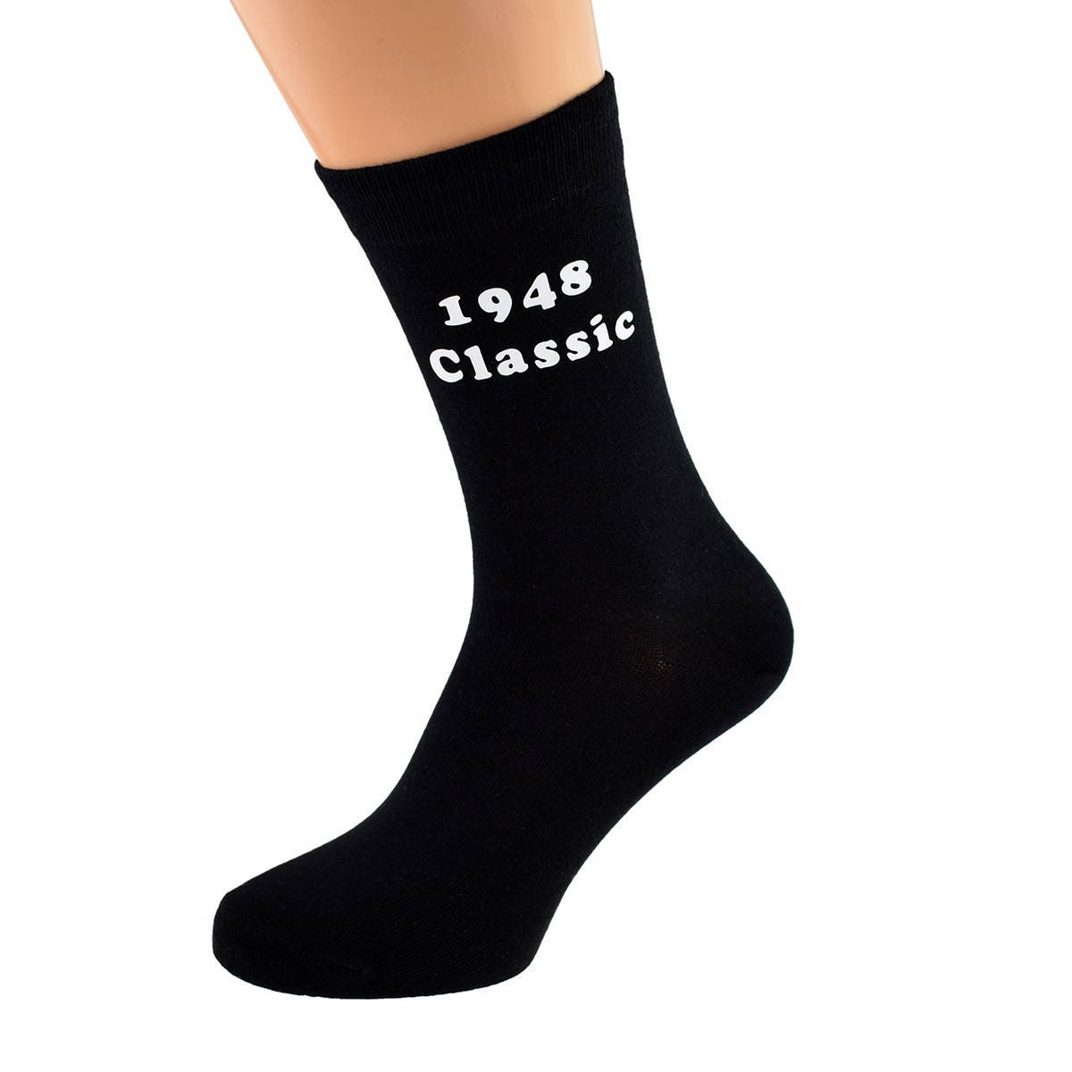 Image of 1948 Classic Printed in White On Mens Black Socks Great 70Th Birthday Gift