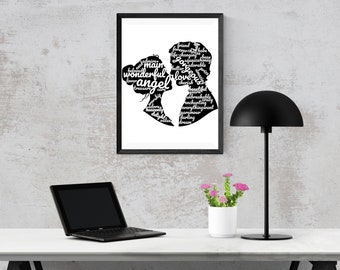 Word Art - Couple in Love/Mr and Mrs Personalised - Wedding/Anniversary Gift