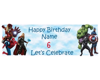 Personalised Black Panther Marvel Avengers Birthday Banners 100gsm Kids Party 