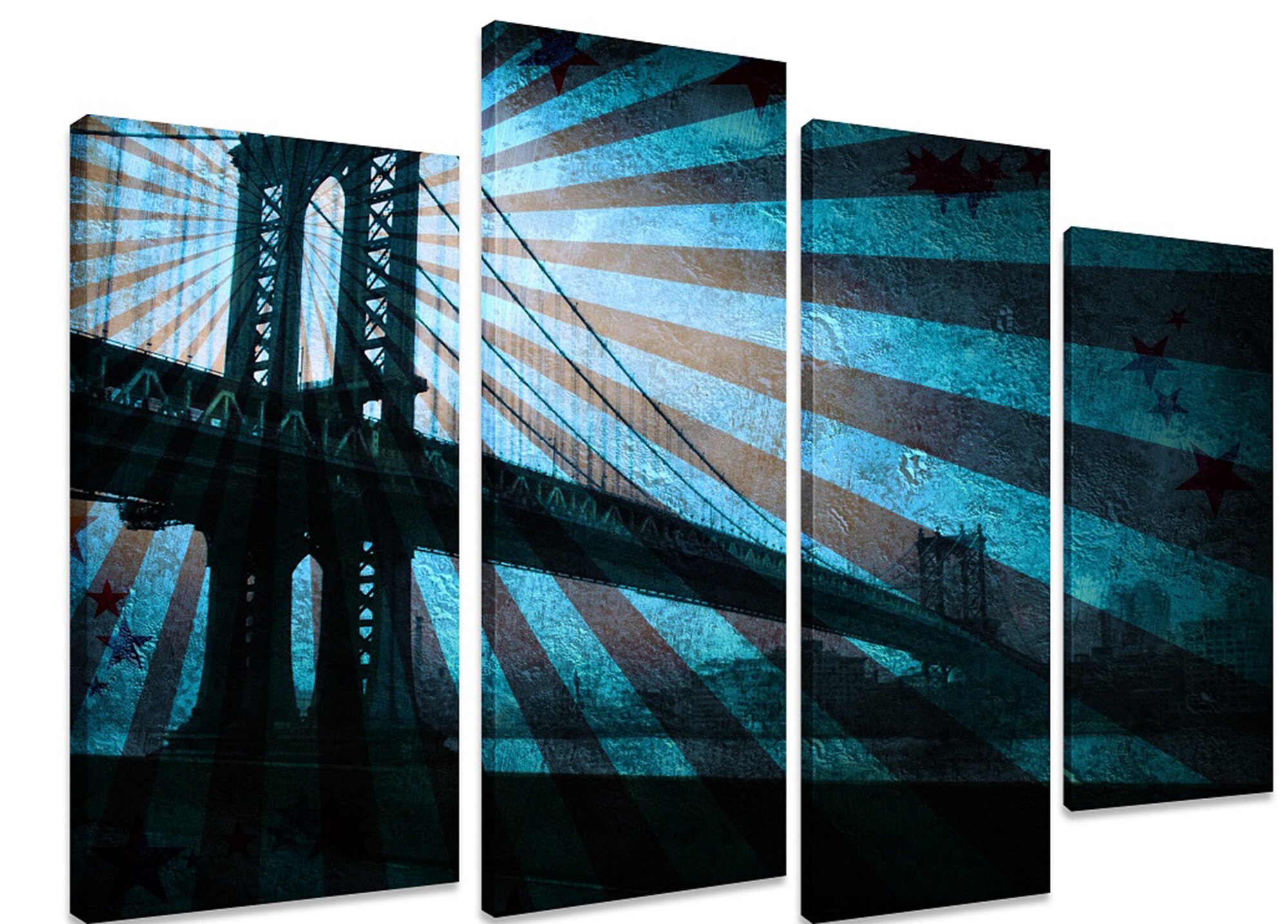 Puente abstracto Multi Split 4 panel lienzo arte impresión | Etsy