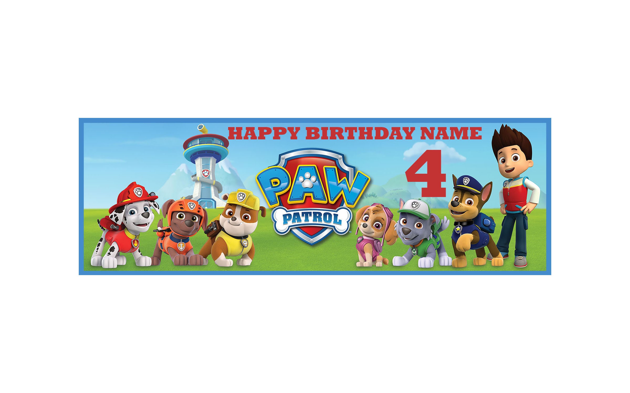 Paw Patrol Birthday Banner Large and Personalised Etsy