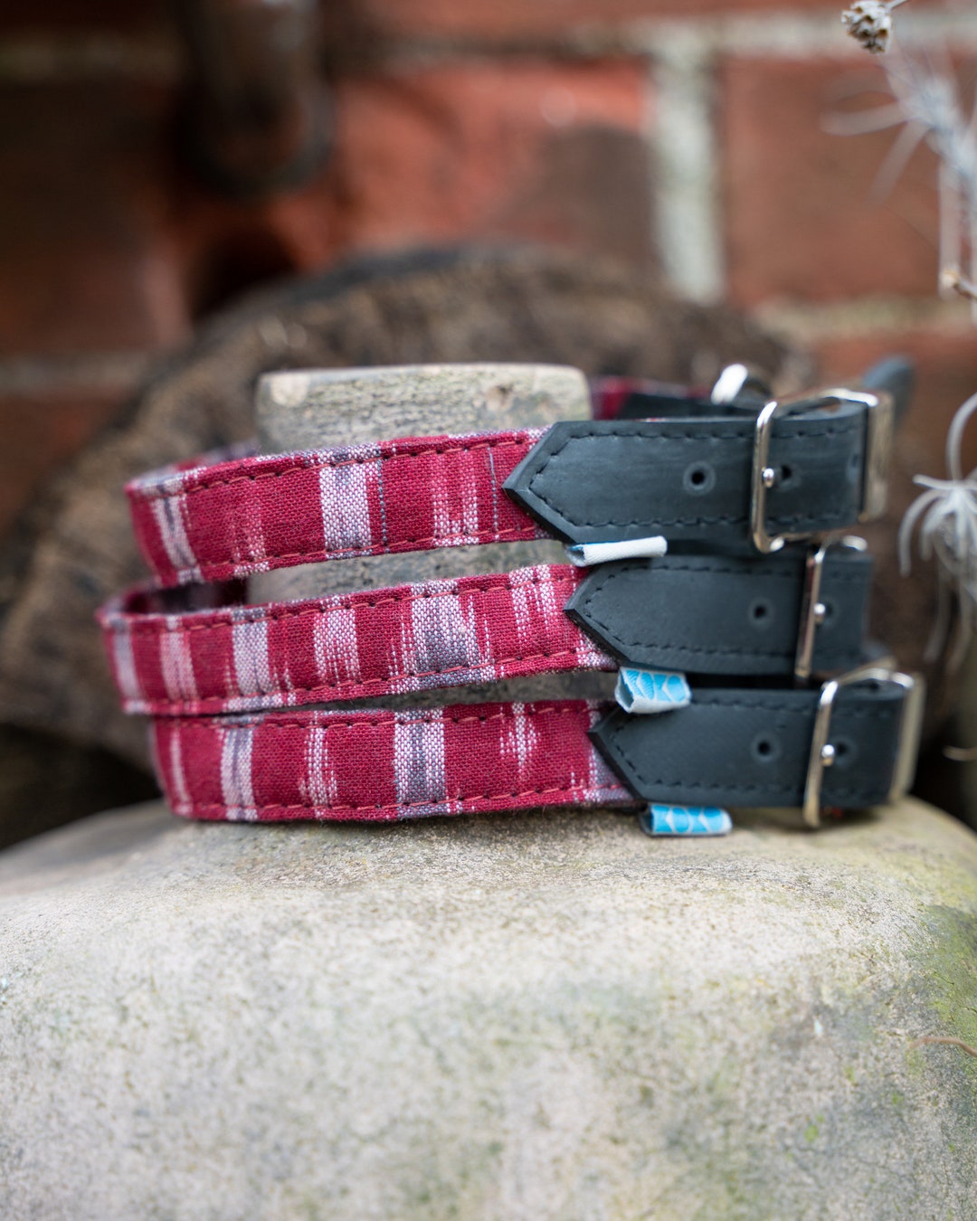 Maroon Dog Collar Recycled Bicycle Tube Vegan Handmade Eco Friendly