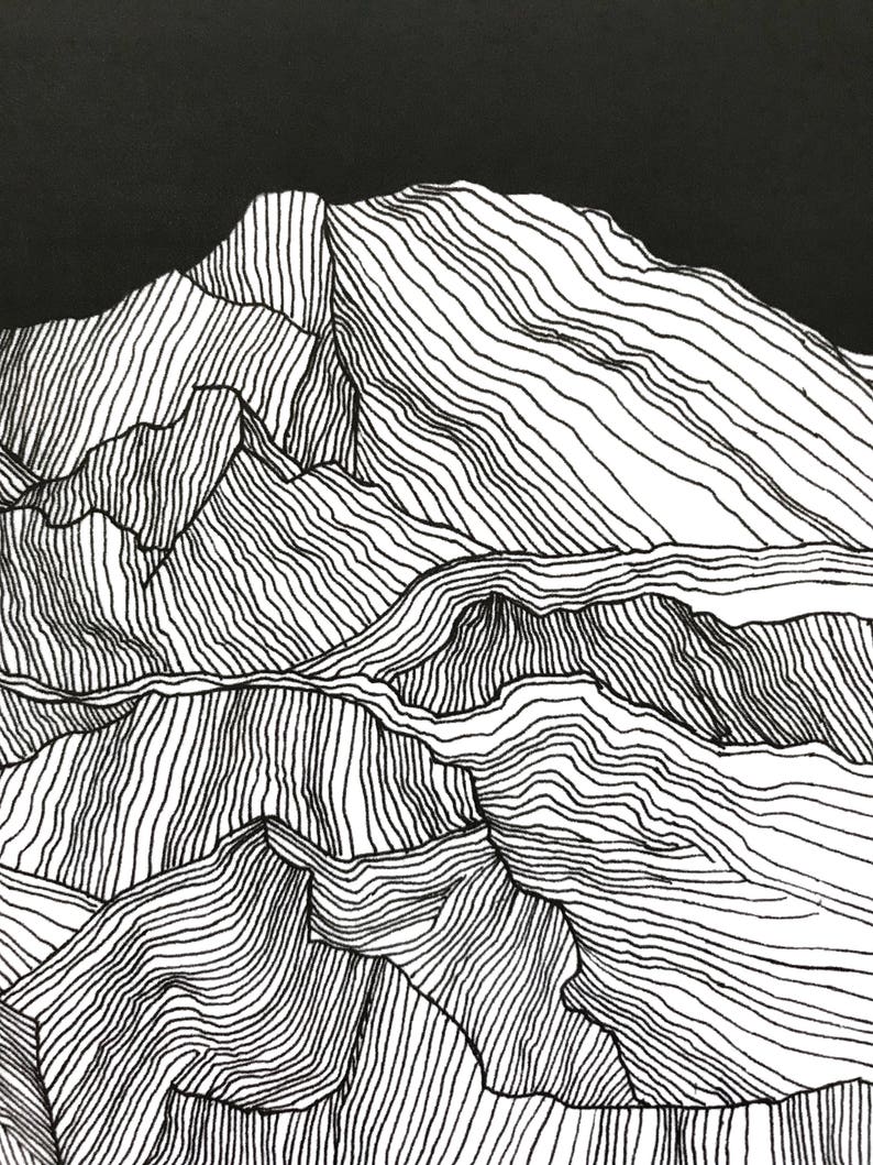 Black and white art art print original art line drawing | Etsy