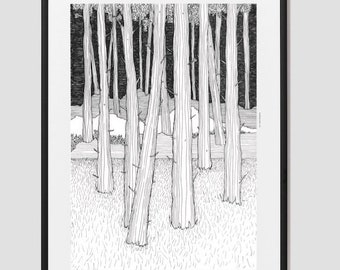 art print, black and white art, tree art, gifts for nature lovers,  Father’s Day gift, black and white prints, wall art, tree picture