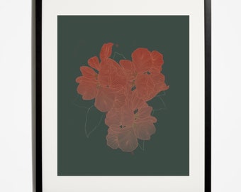 Art floral, impression de fleurs, fleurs, art floral, impression d'art, art mural, art de l'illustration, art botanique, art moderne