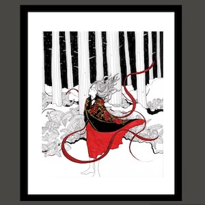 Art print, wall art, witch art, Mother’s Day, line art, line drawing, tree picture, illustration art, bohemian art, witch, Kate bush fan