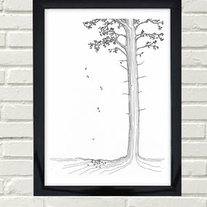 Mother’s Day gift, Wall art, black and white art, prints wall art, gifts for nature lover, art print, pine trees, tree art, line art