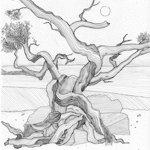 Mothers day gift, black and white art, art print, tree illustration, Tree Wall Art, Tree art, Original art, line art, beautiful tree